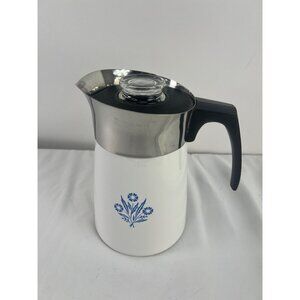 VTG Corning Ware Blue Cornflower 6-Cup Coffee Percolator With Lid & Filter